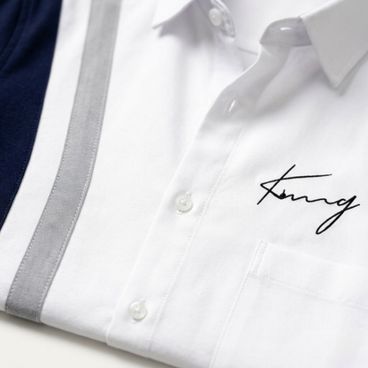 Men's Color Block Striped Dress Shirt
