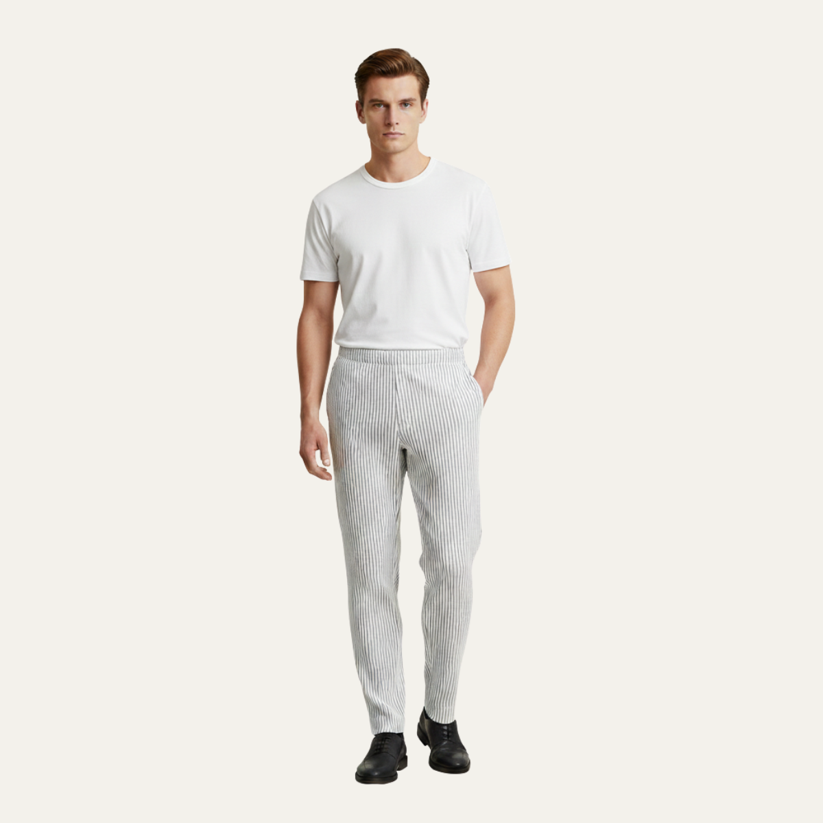 Men's Lightweight Pleated Straight Leg Pants