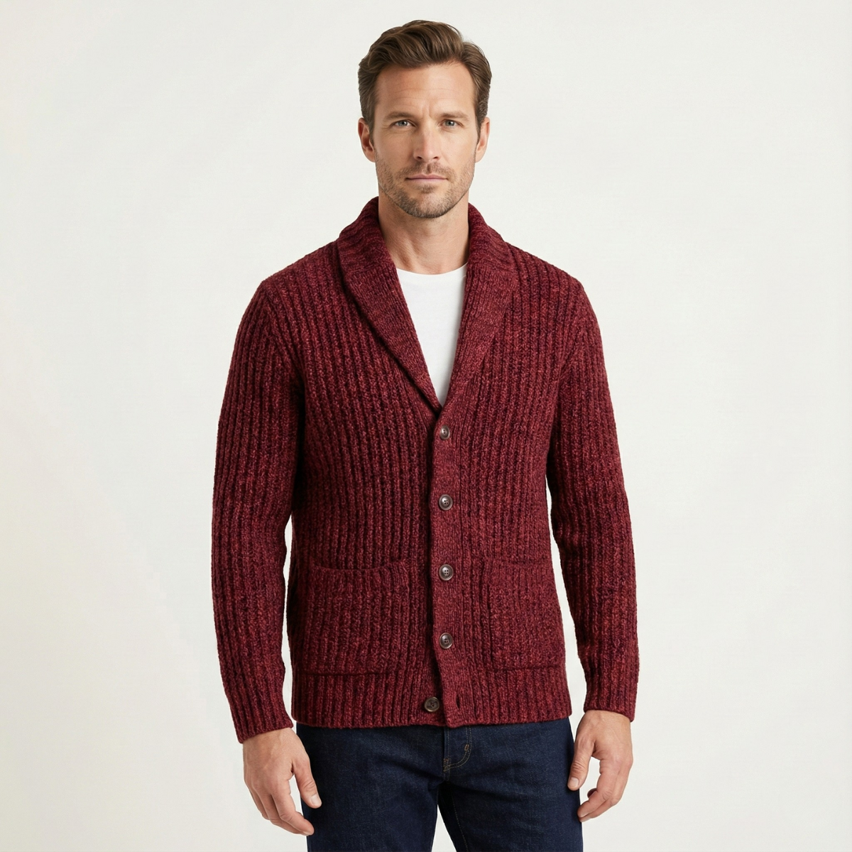Montpellier Men's Knit Cardigan Shawl Collar Chunky