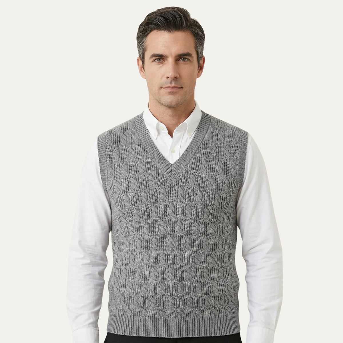 Men's Textured Knitted V Neck Vest