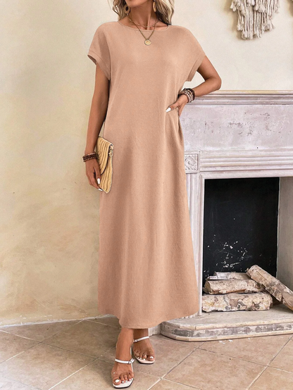 Relaxed Fit Bell Sleeve Tunic Dress