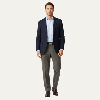 Men's Double Pleated High Waist Straight Leg Pants