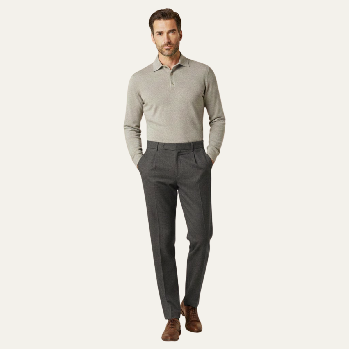 Men's Wool Business Pants Straight Leg