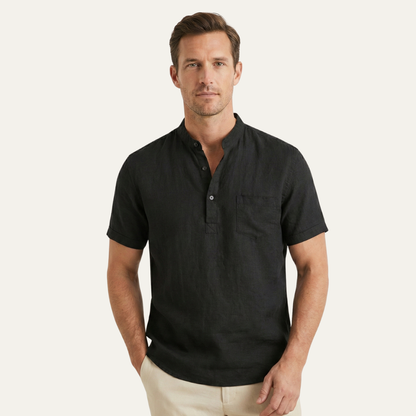 Men's Cotton Linen Henley Shirt Lightweight