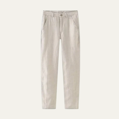 Alderfall Men's Linen Pants Loose Fit Casual Beige - VibreMode
