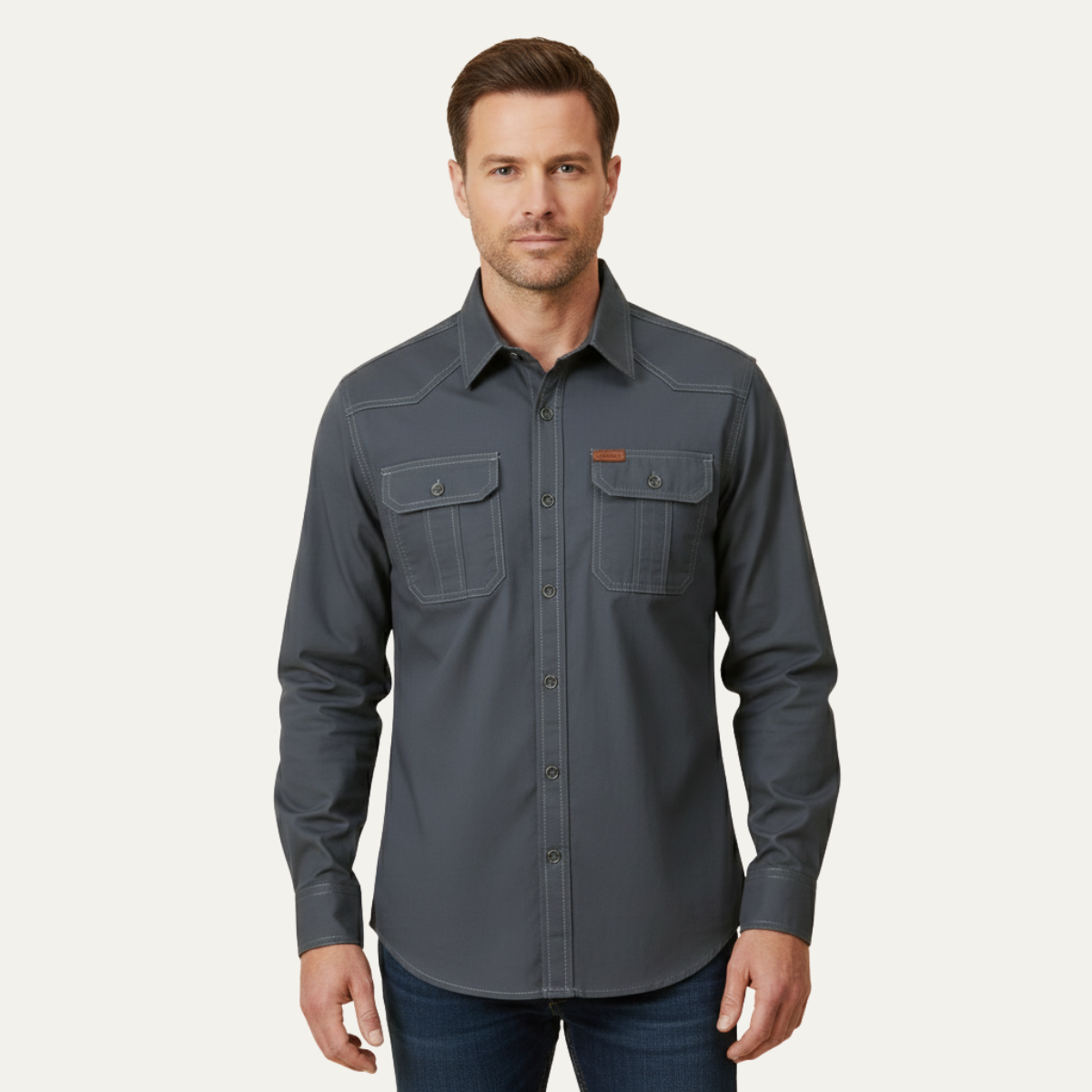 Men's Soft Cargo Shirt Multi Pocket Solid Color