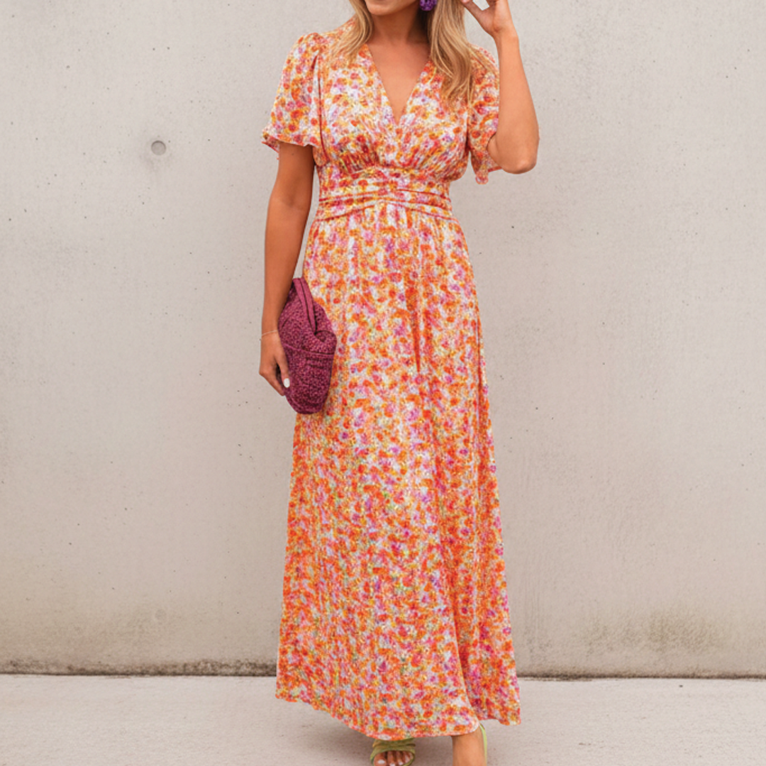 Beautiful Flower Long Evening Dress - VibreMode