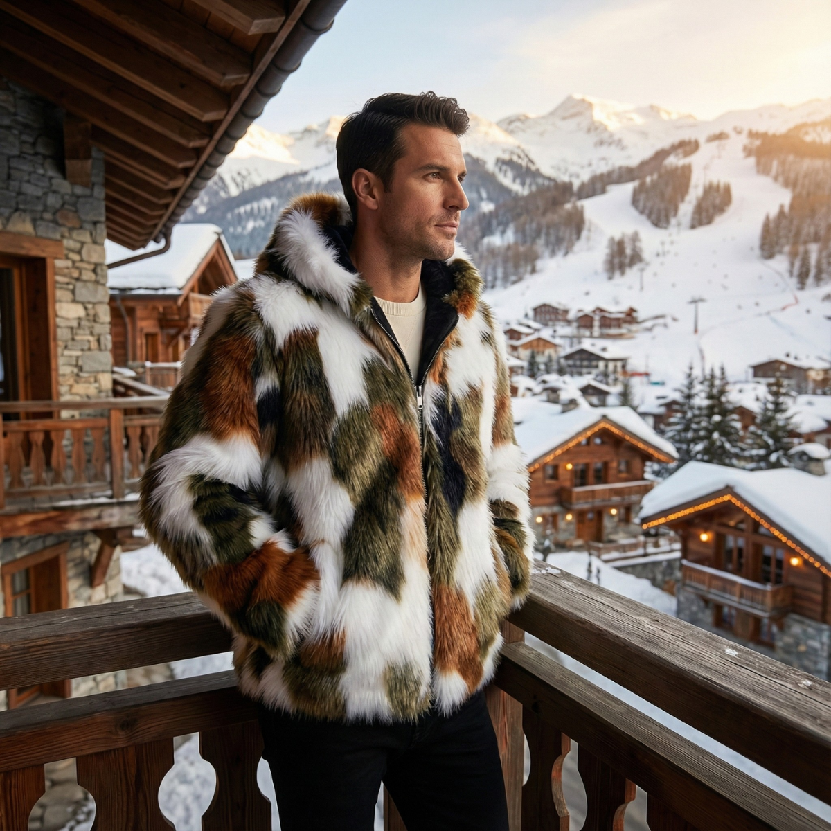 Men's Soft Fur Hooded Winter Jacket
