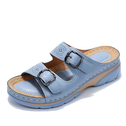 Contoured Supportive Womens Double Strap Comfort Sandals - VibreMode