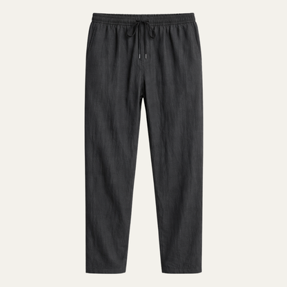 Men's Linen Straight Leg Pants Lightweight Beige - VibreMode