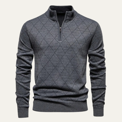 Men's Half Zip Knit Sweater Gray - VibreMode