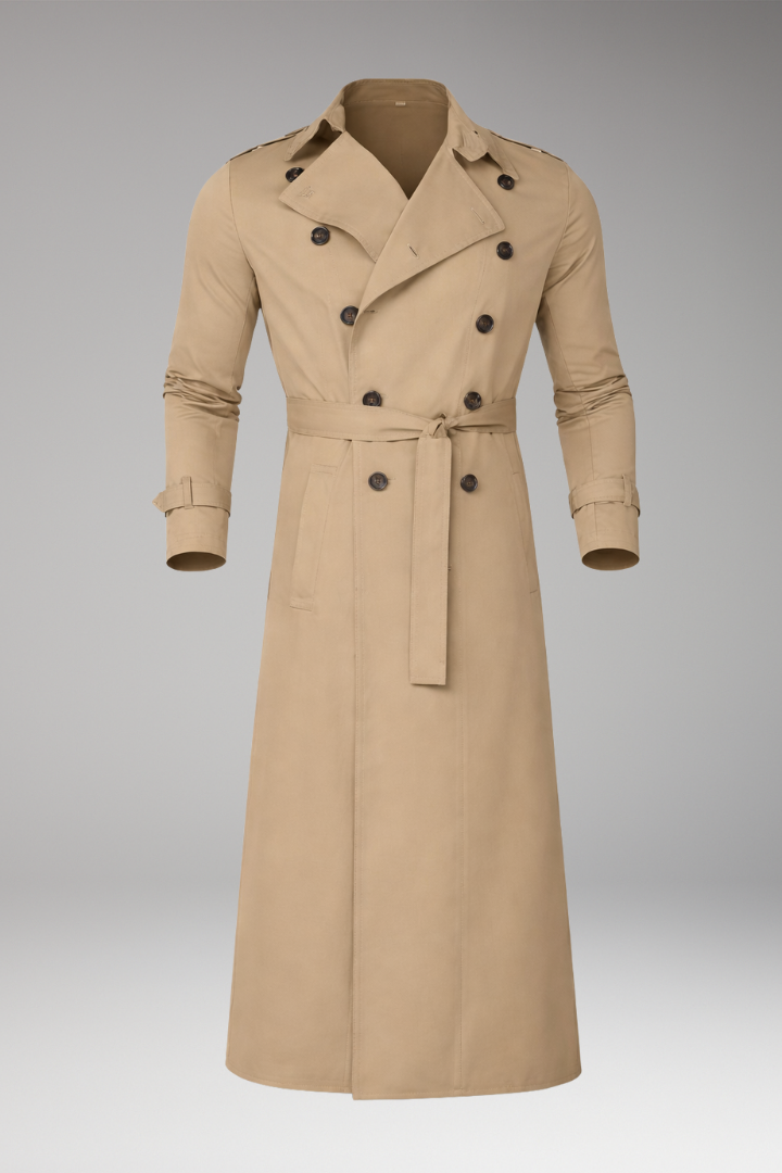 Men's Trench Coat Belted Wide Lapels - VibreMode