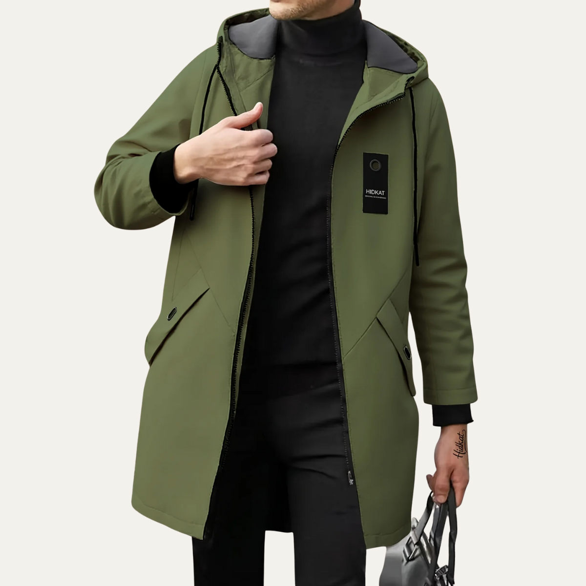 Waterproof Long Rain Jacket Windproof Hooded Coat