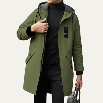 Waterproof Long Rain Jacket Windproof Hooded Coat
