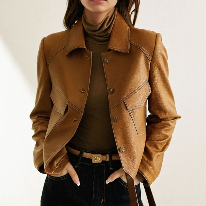 Timeless Brown Leather Biker Jacket - VibreMode