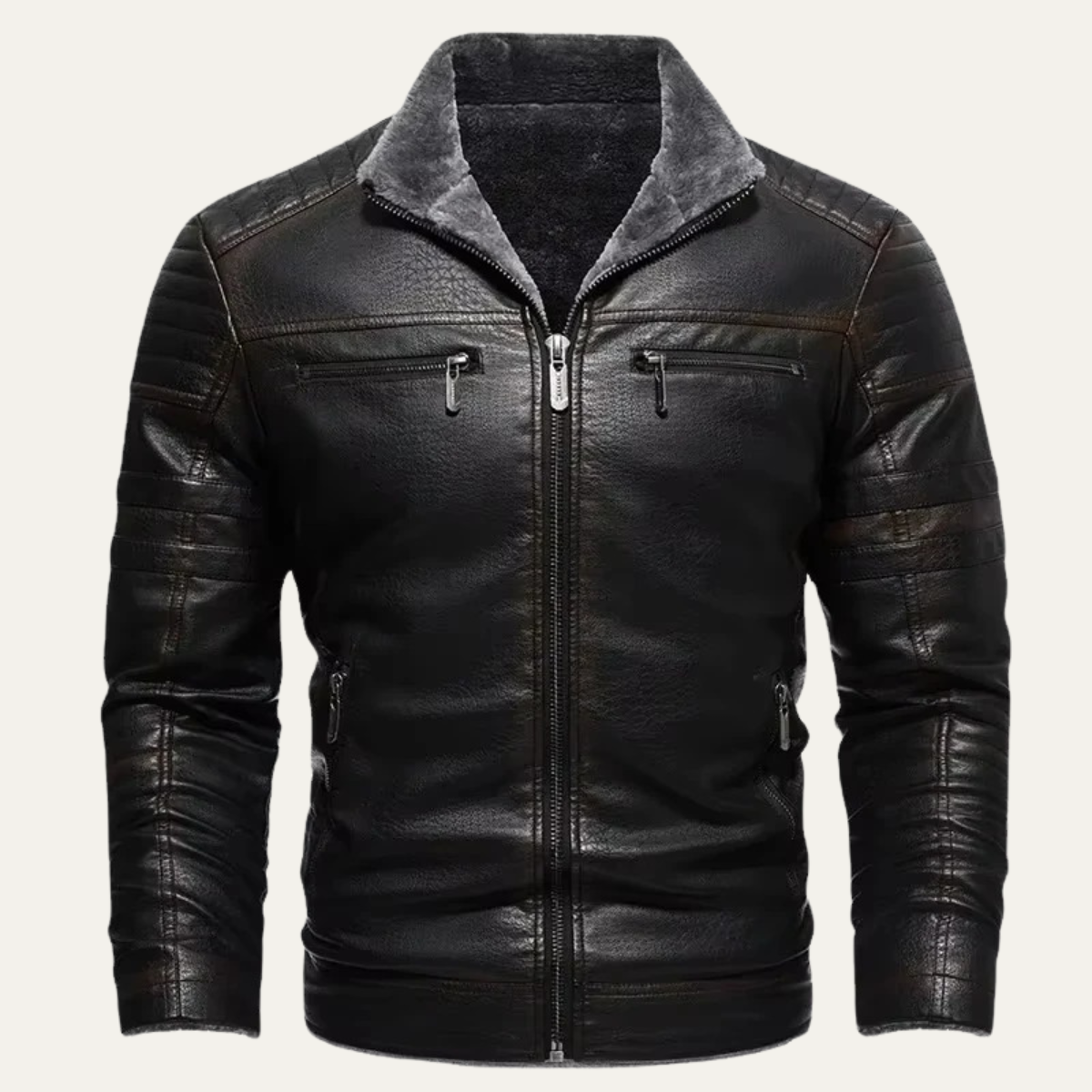 Men's Leather Jacket Shearling Lined Brown