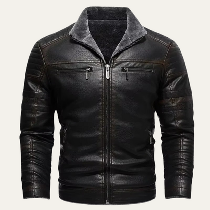 Men's Leather Jacket Shearling Lined Brown