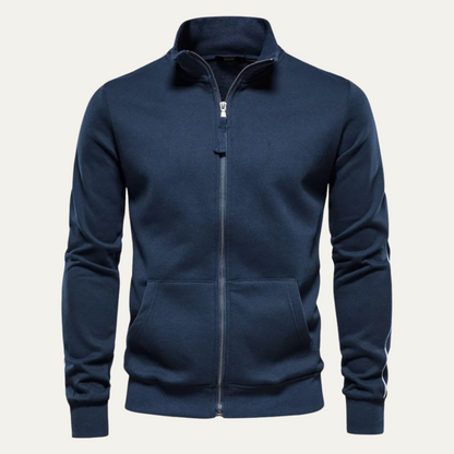 Men's Cotton Zip Jacket with Pockets - VibreMode