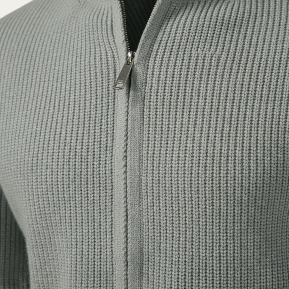 Men's Knit Cardigan Sweater Zip Front Collar Stand