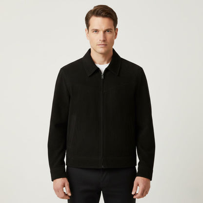 Men's Suede Leather Bomber Jacket Classic Style