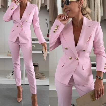 Classic Two-Piece Suit Set - Floral Pattern