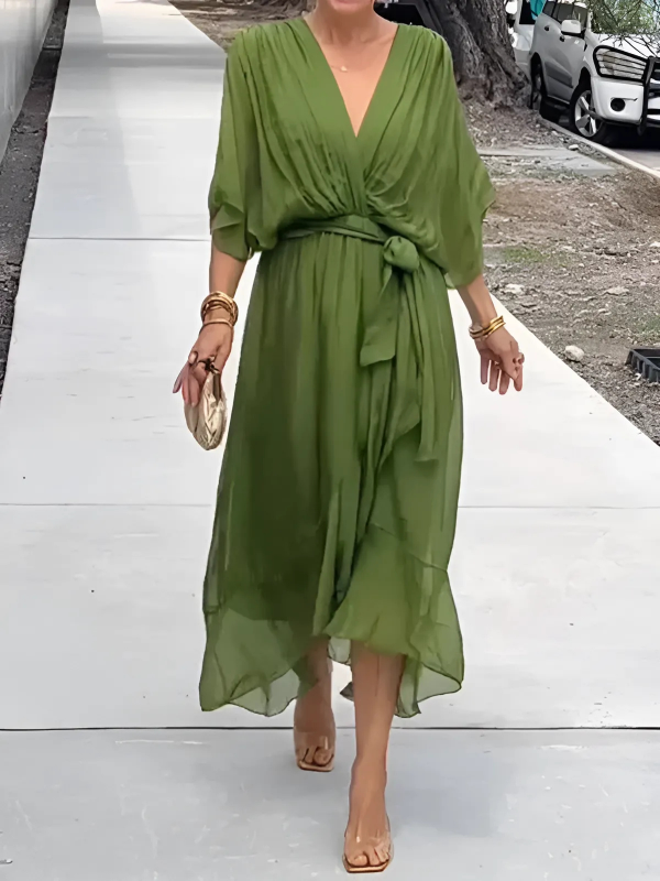 Elegant Ladies Flowy Maxi Wrap Dress
