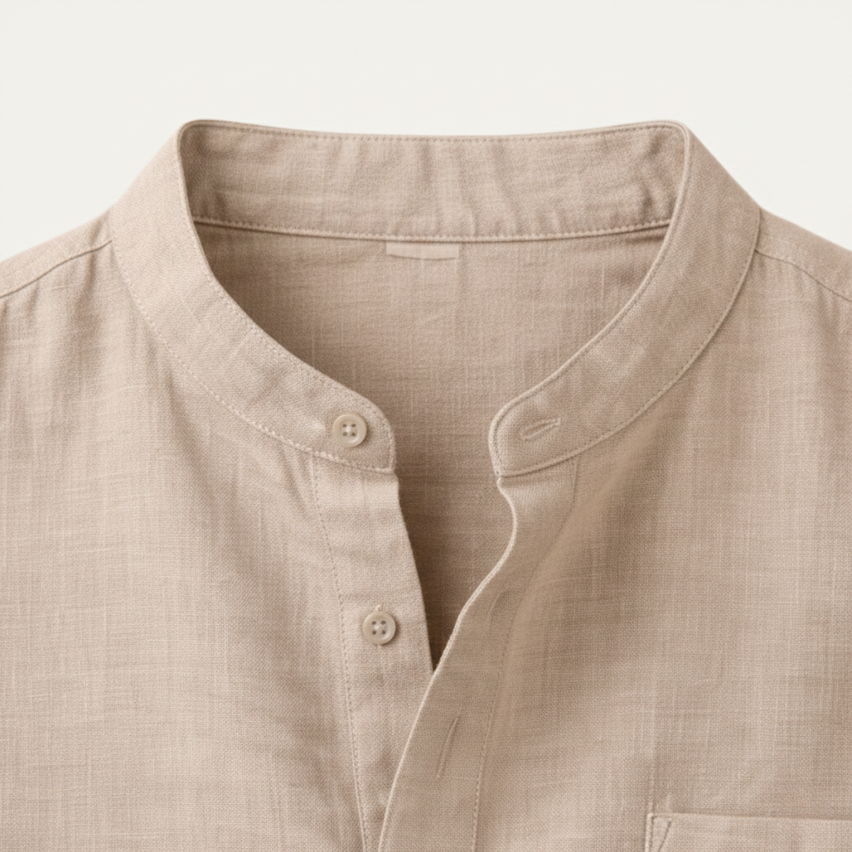 Men's Linen Henley Shirt Casual Light Beige