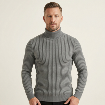 Men's Slim Fit Turtleneck Sweater Ribbed Knit