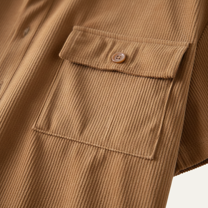 Men's Corduroy Summer Set Shirt And Shorts