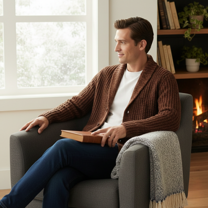 Montpellier Men's Knit Cardigan Shawl Collar Chunky