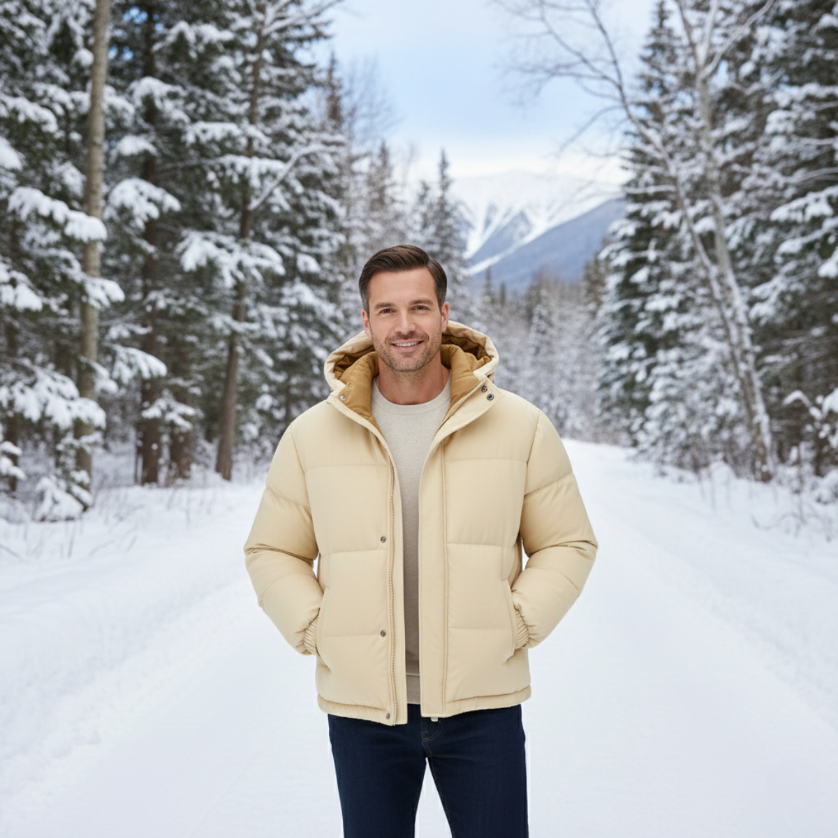 Men's Quilted Puffer Hooded Winter Jacket