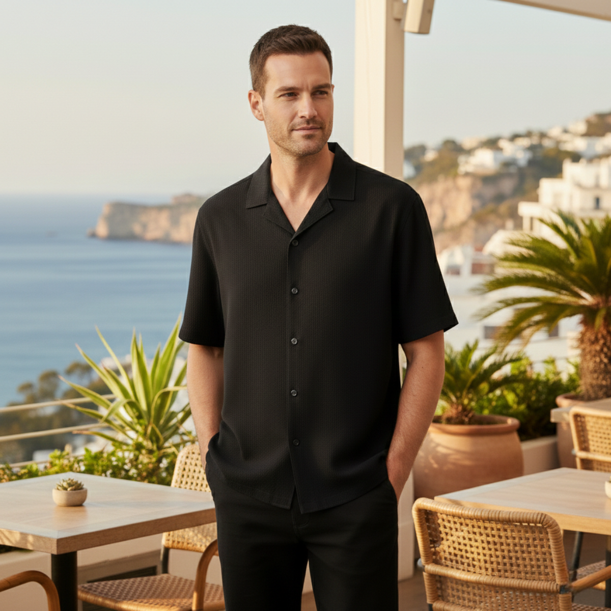 Men's Casual Button Up Shirt Loose Fit Cotton