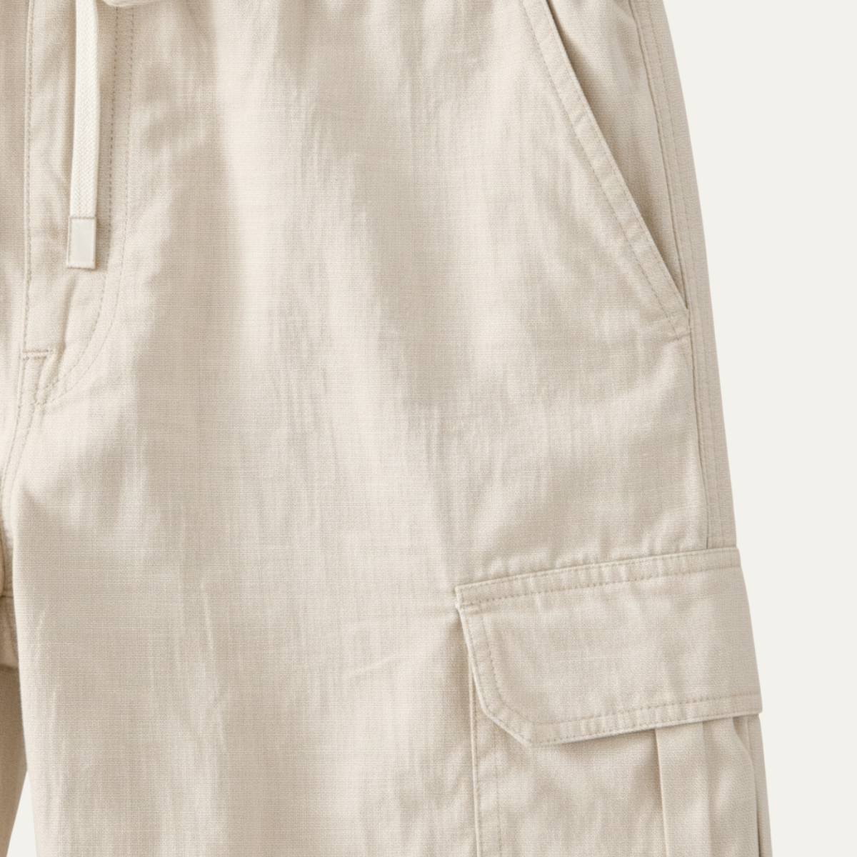 Men's Cotton Linen Cargo Pants Loose Fit Multi Pocket
