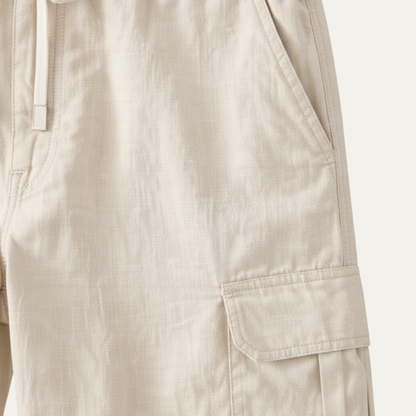 Men's Cotton Linen Cargo Pants Loose Fit Multi Pocket