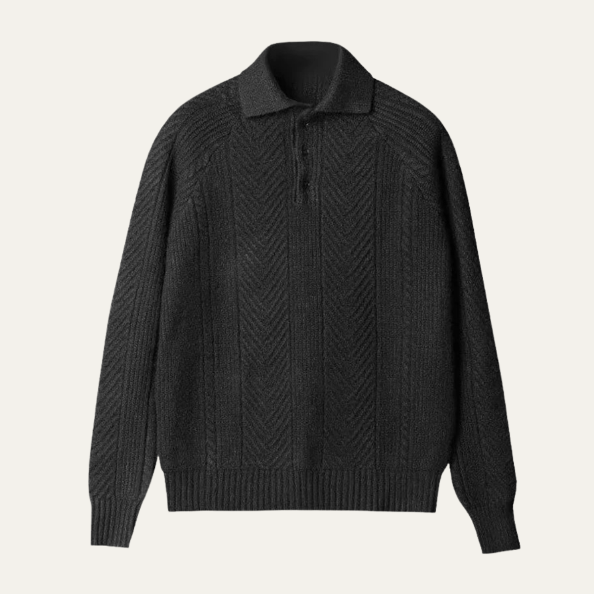 Men's Textured Knit Sweater Turn Down Collar - VibreMode