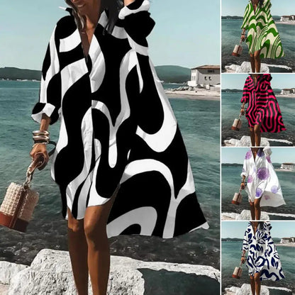 Women's Oversized Boho Print Summer Dress - VibreMode