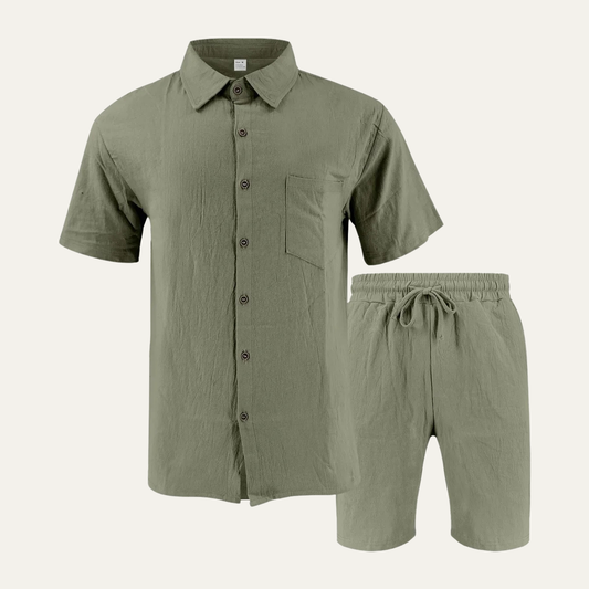 Men's Retro Beach Set Shirt And Shorts - VibreMode
