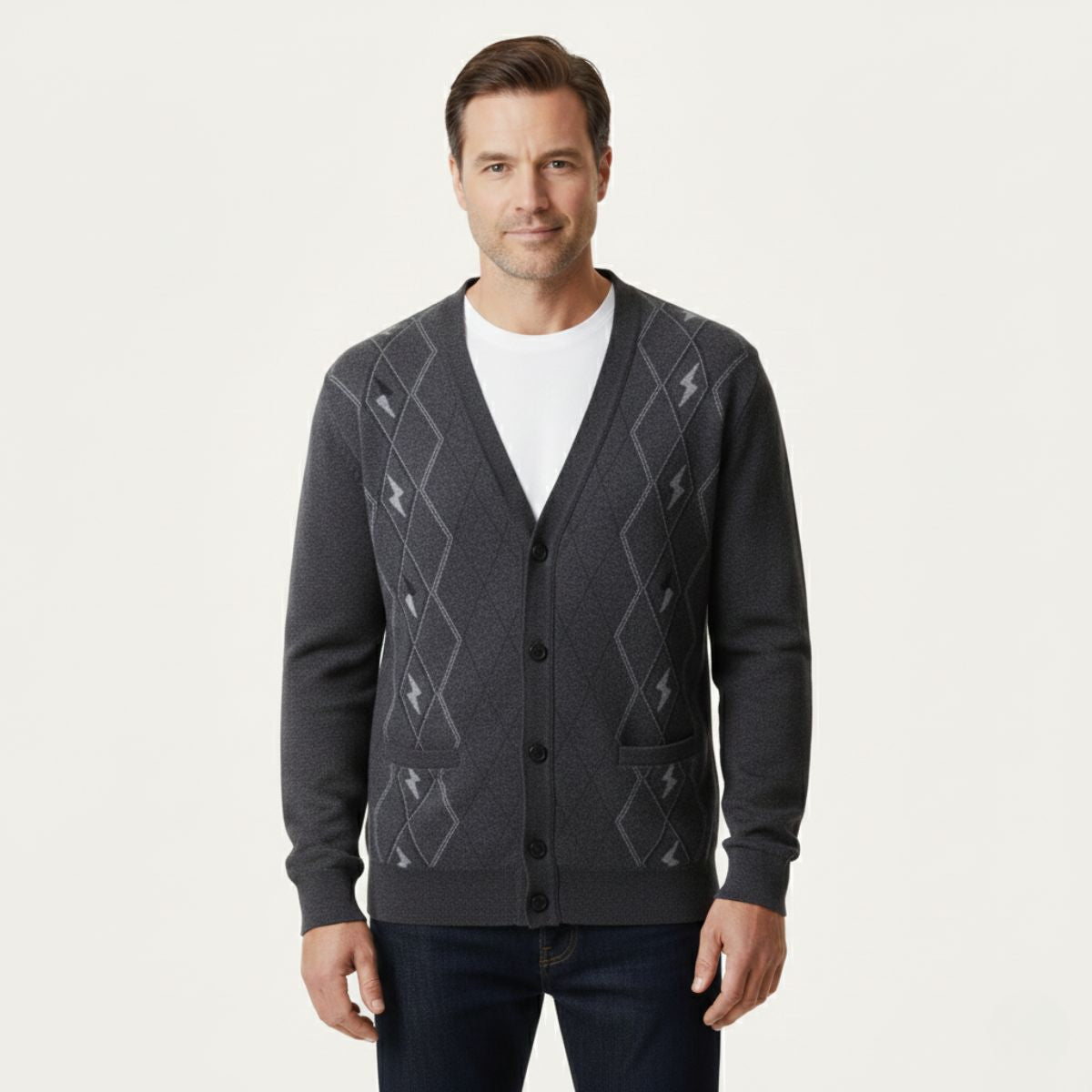 Men's V Neck Cardigan Sweater With Pockets