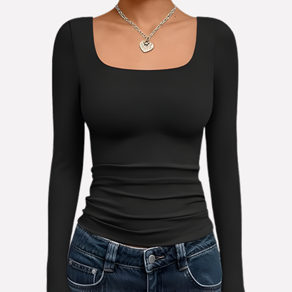 Women's Long Sleeve Crop Square Neck