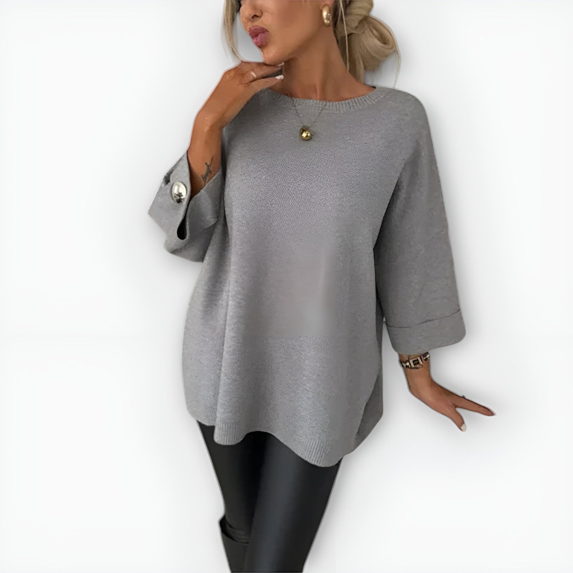 Women's Soft Crewneck Sweater Mid-Length Sleeve - VibreMode