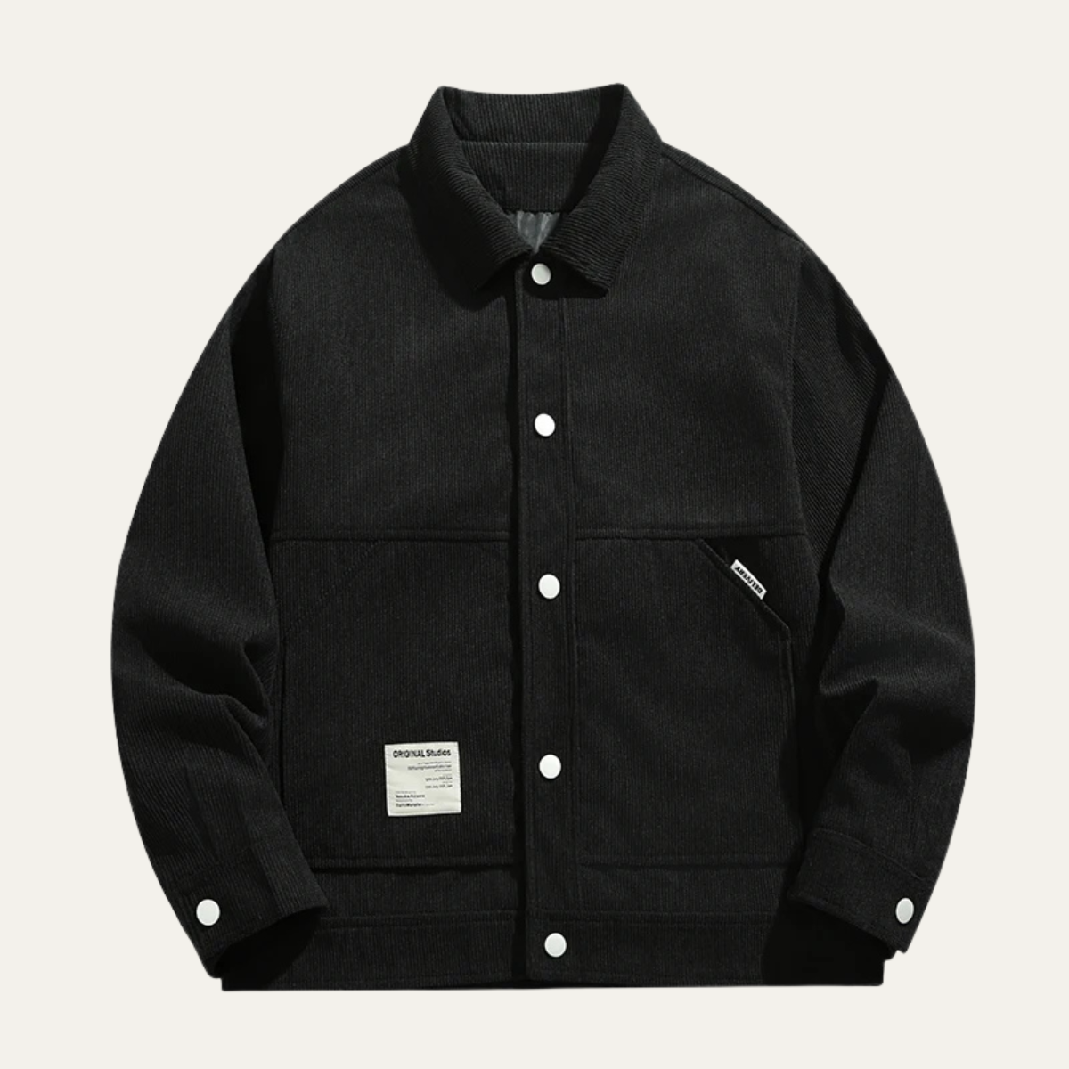 Men's Corduroy Jacket Loose Fit Button Up Coat - VibreMode