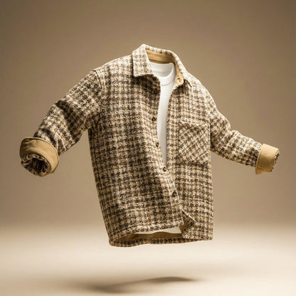 Classic Houndstooth Wool Coat - VibreMode