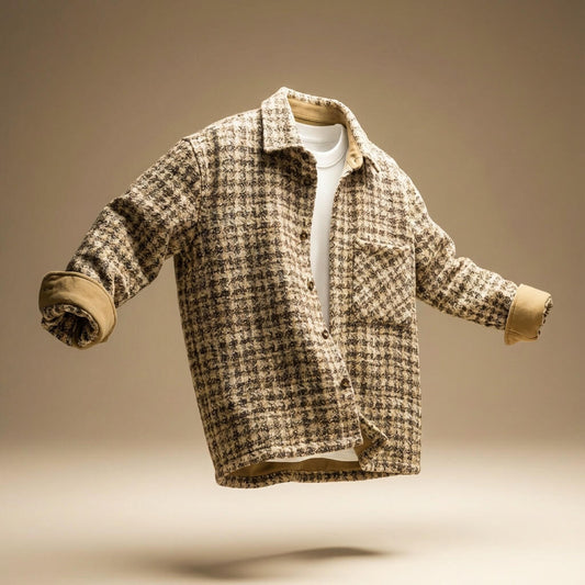 Classic Houndstooth Wool Coat - VibreMode
