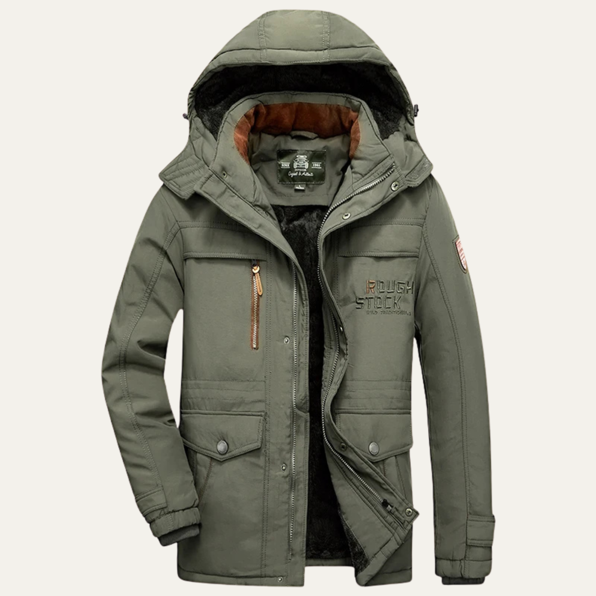 Men's Thick Hooded Parka Coat Fur Lined Warm - VibreMode