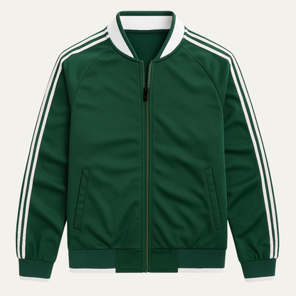 Men's Lightweight Zip Up Track Jacket Breathable Striped Sleeves - VibreMode