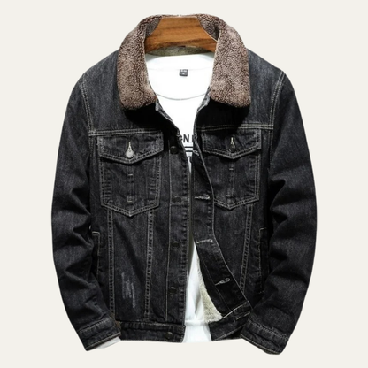 Men's Fleece Lined Denim Winter Jacket - VibreMode