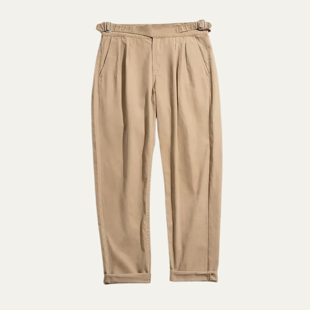 Men's Double Pleated Straight Leg Casual Pants - VibreMode