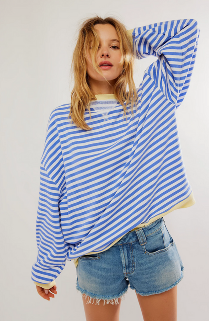 Women's Lightweight Striped Crew Neck Sweater