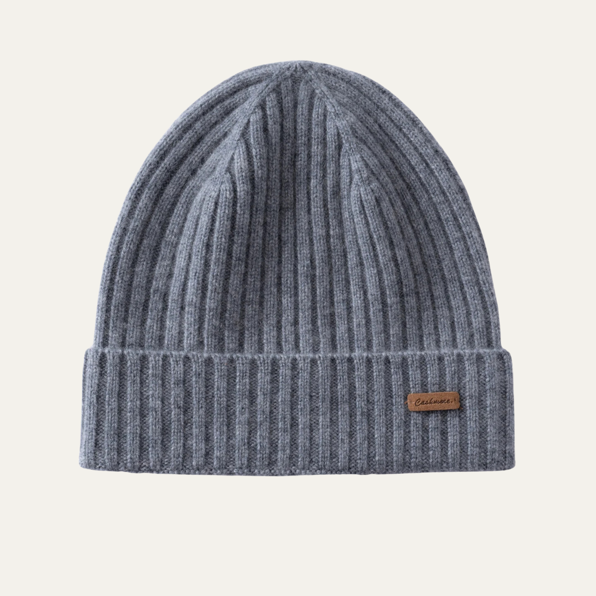 Men's Cashmere Beanie Ribbed Knit Black