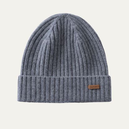 Men's Cashmere Beanie Ribbed Knit Black